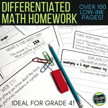 Preview of Math Practice - Differentiated Math Homework - Bell Ringers for Grades 3-5