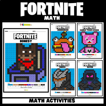 Preview of Math Practice Mystery Color By number Coloring Pages - Fortnite Edition