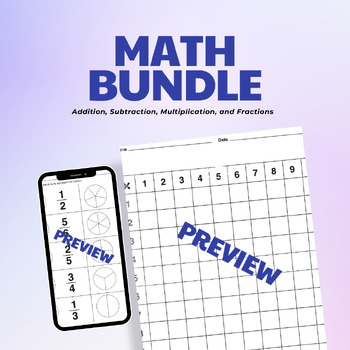 Preview of Math Practice Pages Teacher Resource Addition, Subtraction, to Fractions