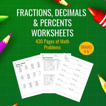 Math Practice Problems Fractions and Decimals Grades 4-6 by Samir Latrous