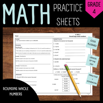 Preview of Math Practice Rounding Numbers | 4th Grade | Homework | Review | Print & Digital