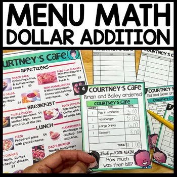 Preview of Life Skills Counting Money Fast Food  Restaurant Menu Math Dollar Task Cards