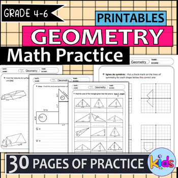 Preview of Math Practice Worksheets geometry grade 4-6
