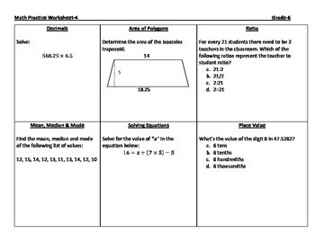 Math Practice for EOG - 6th Grade by Teachertime28 | TpT