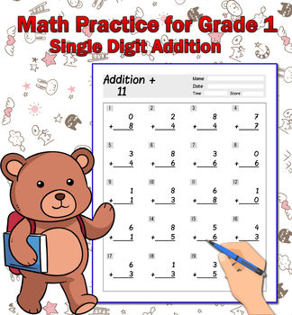 Preview of Math Practice for Grade 1 Single Digit Addition