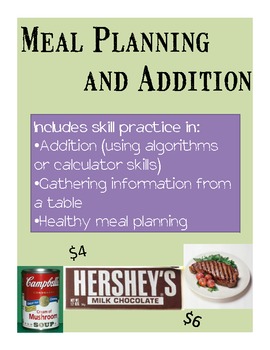 Preview of Math Practice through Meal Planning - a Life Skills Activity
