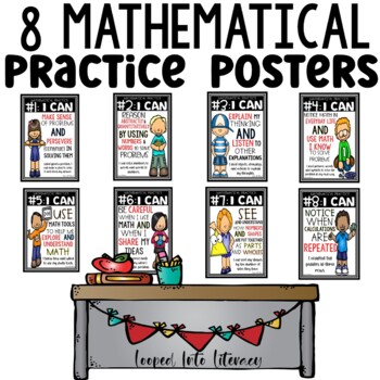 Preview of Math Practices Posters 8 Mathematical Standards Bulletin Board Classroom Decor
