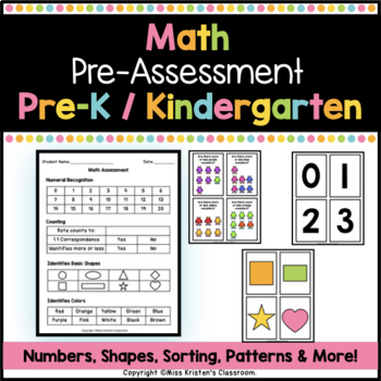 Preview of Math Pre-Assessment Form: Pre-K / Kindergarten