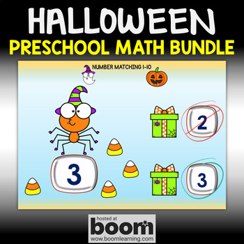 Preview of Math Preschool Boom Cards Bundle 21 - Halloween Themed