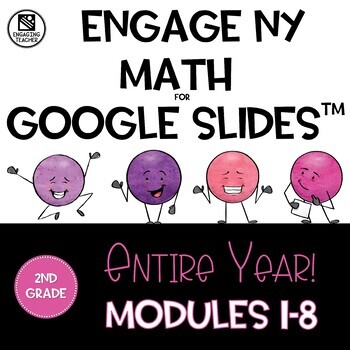 Preview of Math Presentations for Google Slides™ 2nd Grade ENTIRE YEAR!
