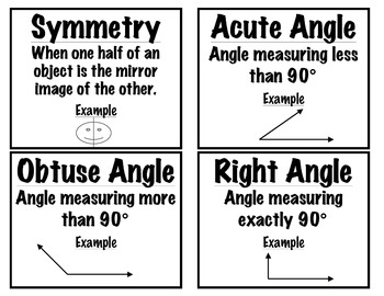 Preview of Math: Printable Geometry Vocabulary Cards: Grades 2-5