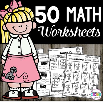 Preview of Math Fluency Worksheets 1st Grade Math & 2nd Grade Math Review Worksheets