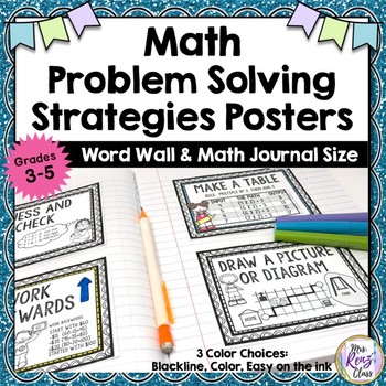 Preview of Math Problem Solving Strategy Posters for Grades 3-5 in Color & BW