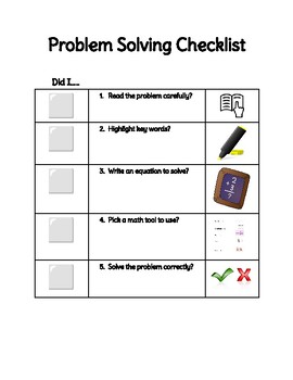 Preview of Math Problem Solving Checklists