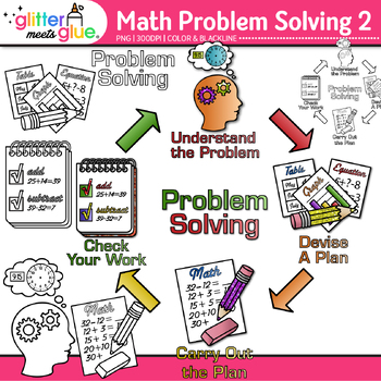 4-Step Math Problem Solving Clip Art: Math Graphics 2 ...