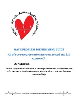 Preview of Math Problem Solving Menu Guide