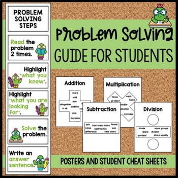 Preview of Math Problem Solving Poster Steps & Guide | Operations Clue Words | Checklist