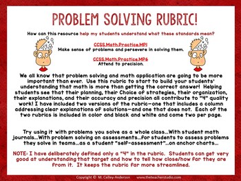 Math Problem Solving Rubric: Standards for Mathematical Practice