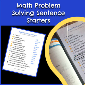 Preview of Math Problem Solving Sentence Starters