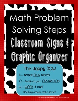 Preview of Math Problem Solving Steps *Classroom Signs and Graphic Organizer*