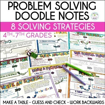 Preview of Math Problem Solving Strategies Doodle Notes 4th, 5th, 6th Grade Math