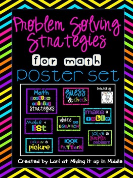 Preview of Math Problem Solving Strategies Poster Set (Subway Art)