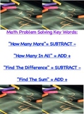 Math Problem Solving Strategy Chart Key Words How Many In All etc.