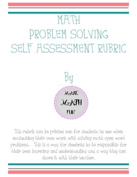 Preview of Math Problem Solving Student Self Assessment Rubric