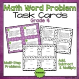 Word Problem Math Task Cards - Grade 4 - FREE