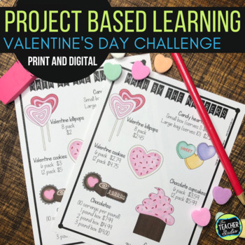 Preview of Math Problem Solving Project - Valentine's Day Party PBL Task - Print & Digital