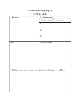 Preview of Math Problem Solving Template