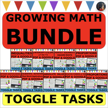 Preview of GROWING BUNDLE Middle School Math Concepts TOGGLE TASKS (PDF & DIGITAL)