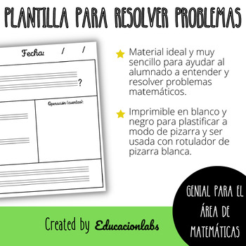 Preview of Math Problem Solving Template in Spanish