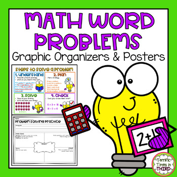 Preview of Math Word Problems Graphic Organizers and Posters - Print and Digital