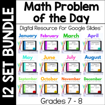 Preview of Math Problem of the Day Challenges - DIGITAL - Grades 7-8