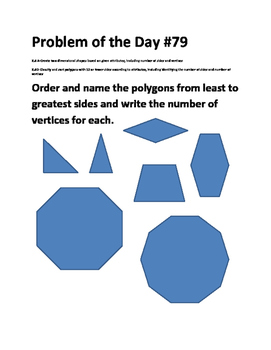 Preview of Distance Learning-Math Problem of the Day-TEKS 2.8ABC Polygons