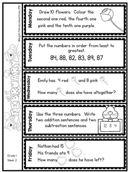 Math Problem Of The Day For Grade 1: February (Canadian Edition)