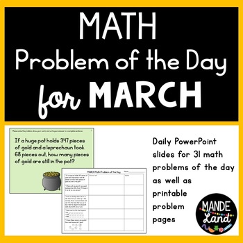Preview of 2nd Grade Math Problem of the Day for MARCH