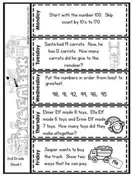 Math Problem Of The Day For Second Grade: December | Tpt
