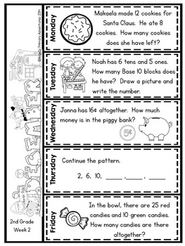 Math Problem Of The Day For Second Grade: December | Tpt