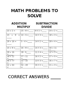 Preview of Math Problems Easy to Challenging