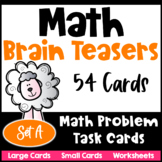 Math Brain Teasers Set A: Task Cards & Worksheets: Math Problems, Logic Puzzles