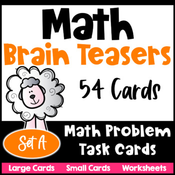 Preview of Math Brain Teasers Set A: Task Cards & Worksheets: Math Problems, Logic Puzzles