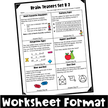Math Task Cards: Math Problems and Math Brain Teasers Cards Set B