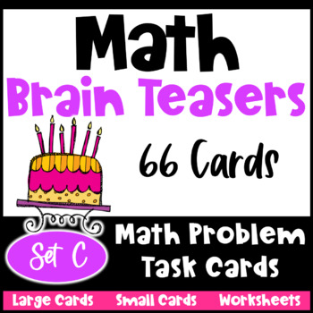 Preview of Math Brain Teasers Set C: Task Cards & Worksheets: Math Problems, Logic Puzzles