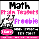 Free Math Brain Teasers: Task Cards & Worksheets: Math Problems, Logic Puzzles