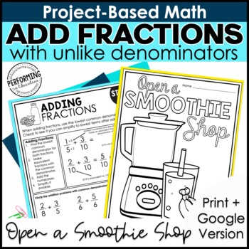 Preview of Math Project-Based Learning: Add Fractions Unlike Denominators | 5th Grade Math
