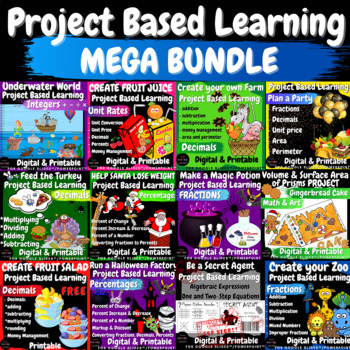 Preview of Math Project Based Learning MEGA BUNDLE Fun Math PBL Activities Middle School