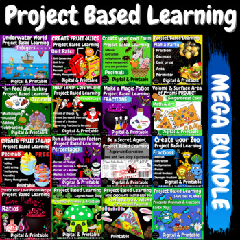 Preview of Math Project Based Learning Whole Year BUNDLE Middle School Math 16 PBL Projects