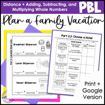 Preview of Math Project Based Learning for 4th Grade: Plan a Family Vacation | Enrichment